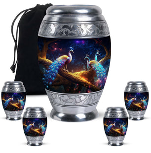 Peacock Due Face Off - Peacock Urn Teardrop Shaped Urns For Ashes