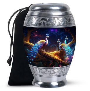 Peacock Due Face Off - Peacock Urn Teardrop Shaped Urns For Ashes