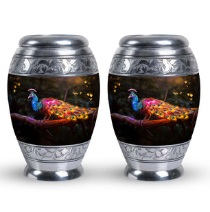 Peacock With Tale - Peacock Urn Teardrop Shaped Urns For Ashes