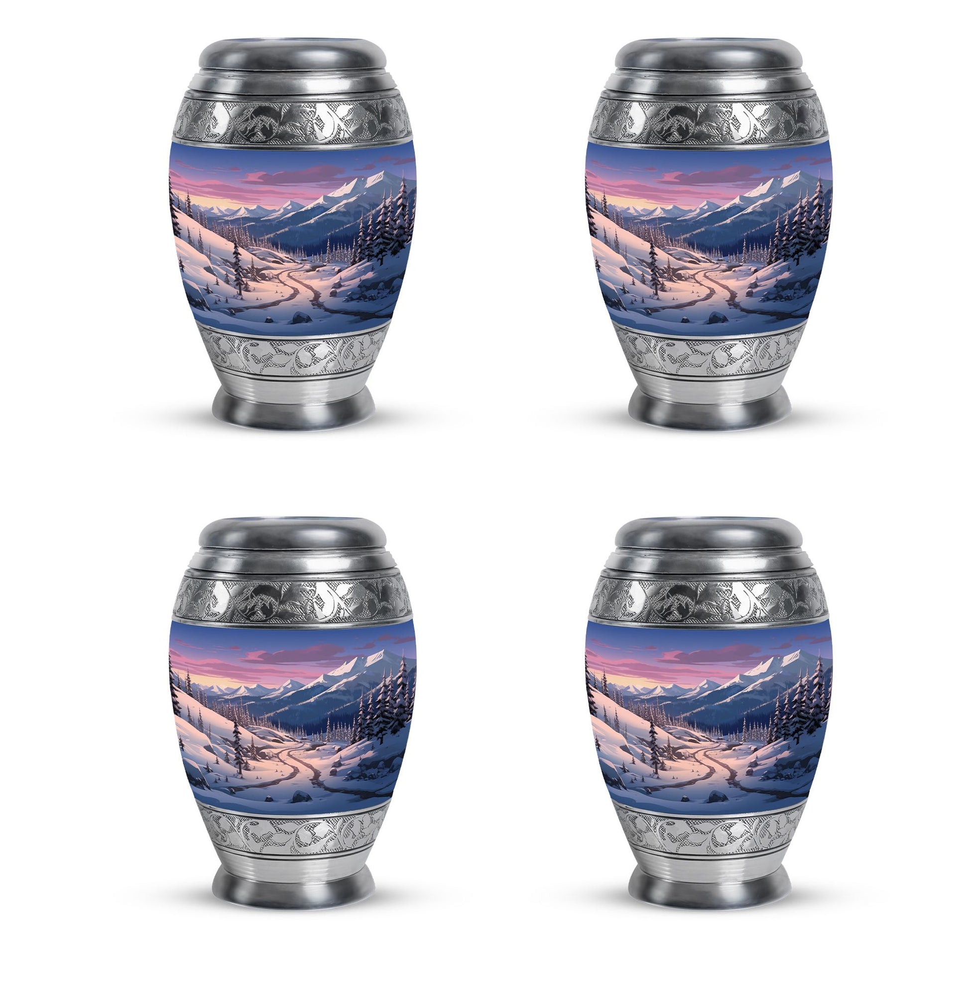Winter's Graceful Slumber - Northern Lights Teardrop, Heart Shape Urn