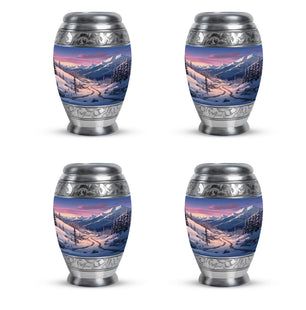 Winter's Graceful Slumber - Northern Lights Teardrop, Heart Shape Urn