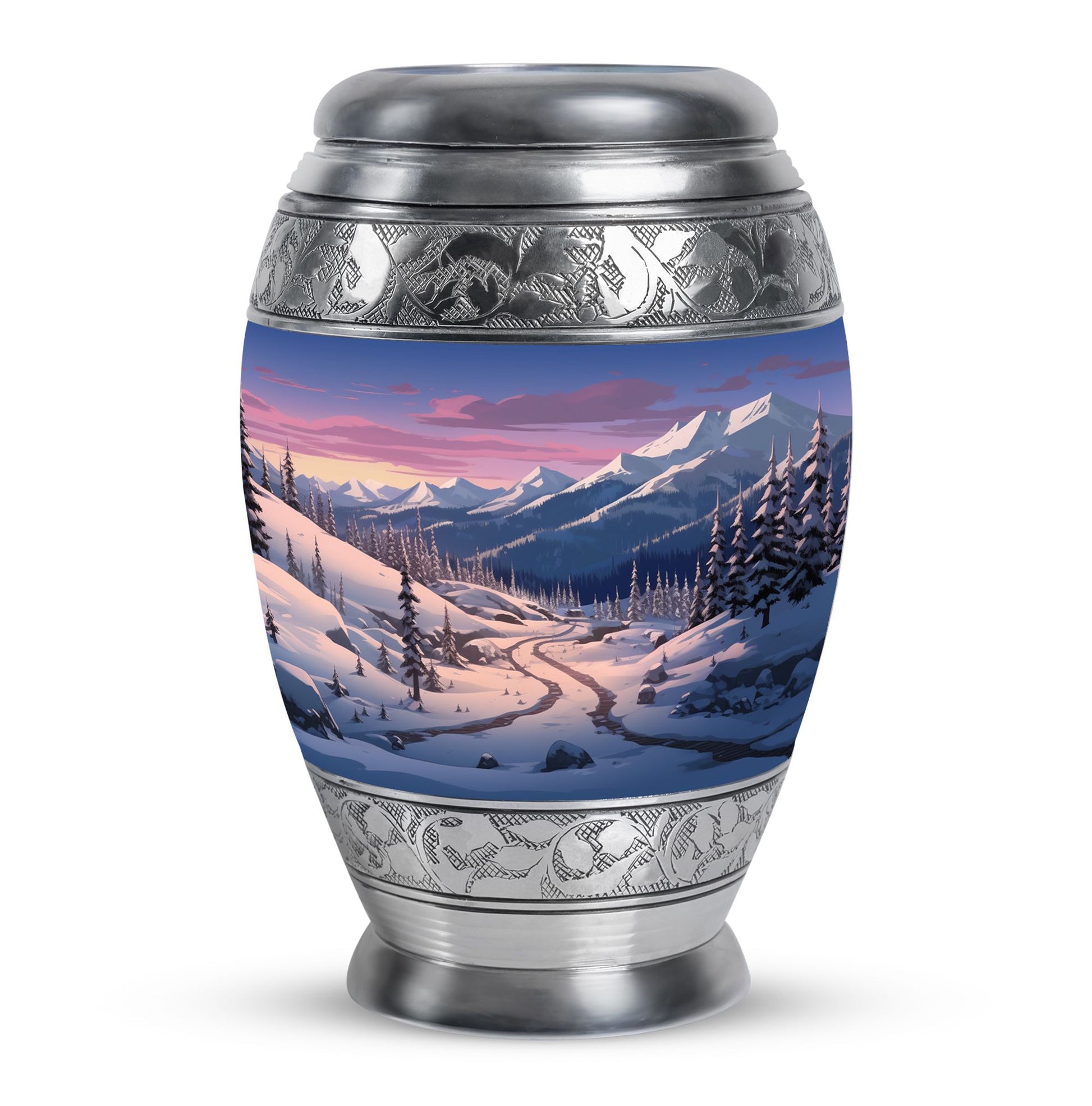 Winter's Graceful Slumber - Northern Lights Teardrop, Heart Shape Urn