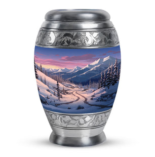 Winter's Graceful Slumber - Northern Lights Teardrop, Heart Shape Urn