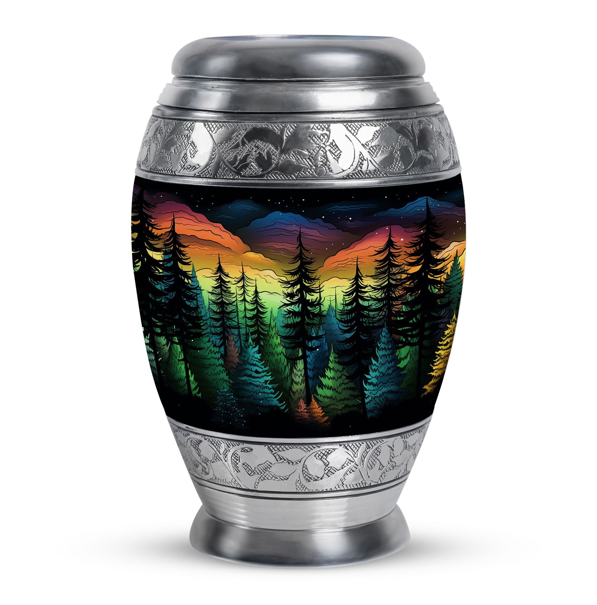 The Forest's Hues - Northern Light Large Teardrop, Heart Urn For Ashes