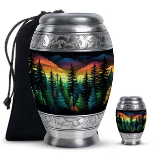 The Forest's Hues - Northern Light Large Teardrop, Heart Urn For Ashes