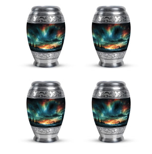 The Forest's Luminous Veil - Northern Lights Teardrop, Heart Shape Urn
