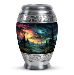 Enchanted Forest - Northern Lights Large Teardrop, Heart Urn For Ashes