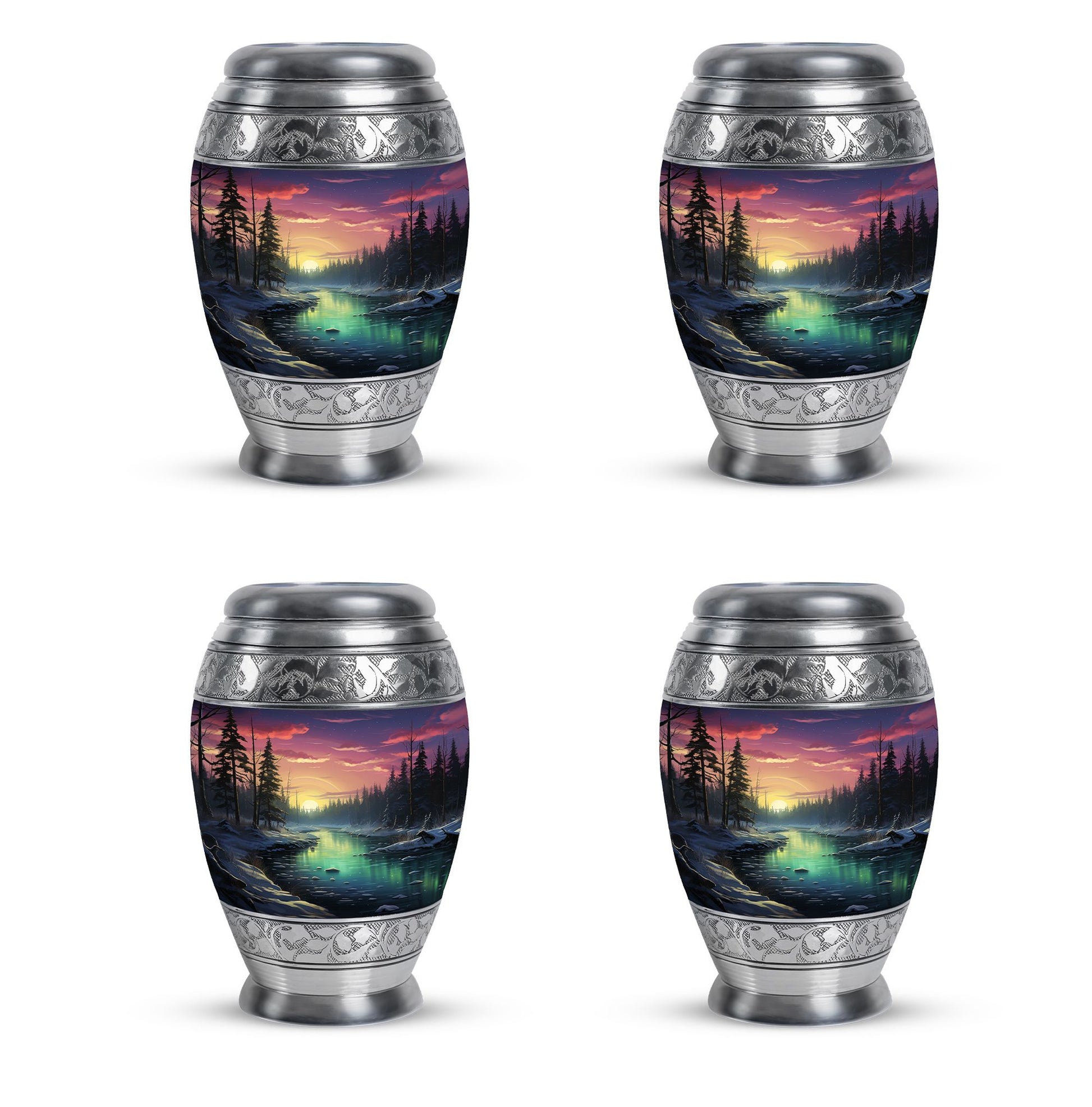 Glow On A Frozen Creek - Northern Lights Teardro Urn For Ashes