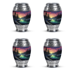 Glow On A Frozen Creek - Northern Lights Teardro Urn For Ashes