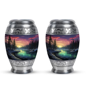 Glow On A Frozen Creek - Northern Lights Teardro Urn For Ashes