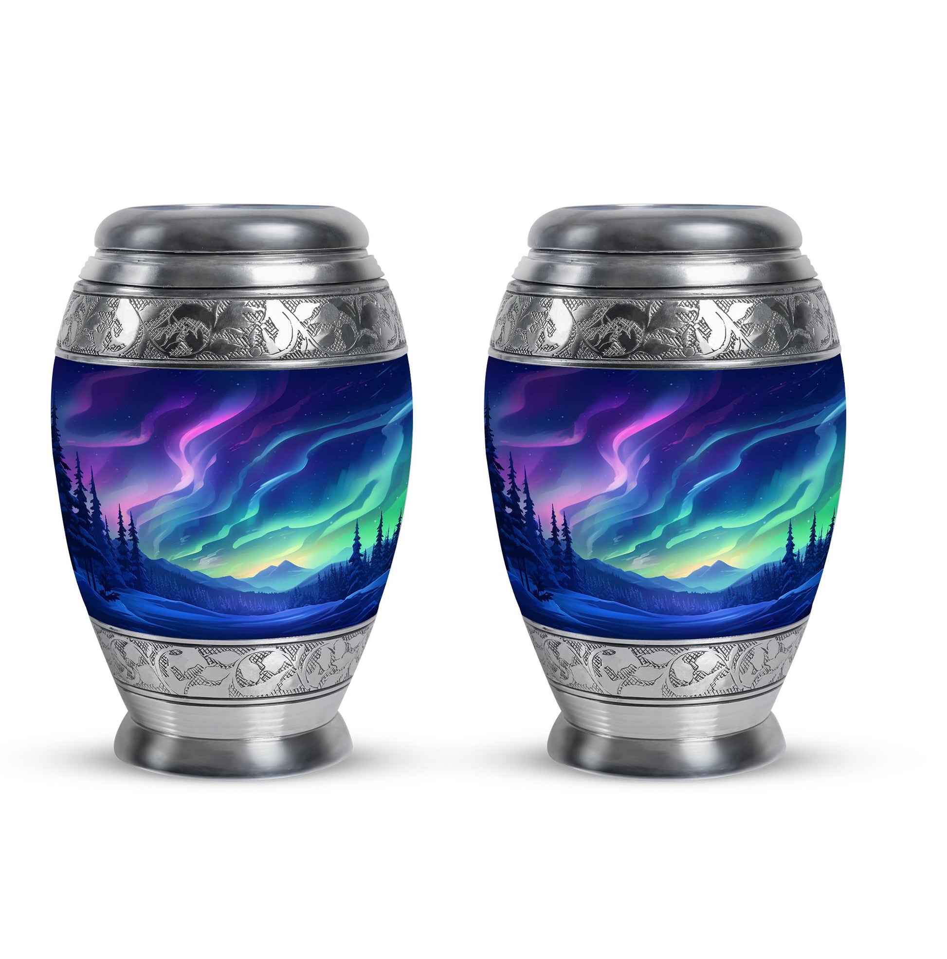 Aurora Borealis - Northern Lights Teardrop, Heart Shape Urn