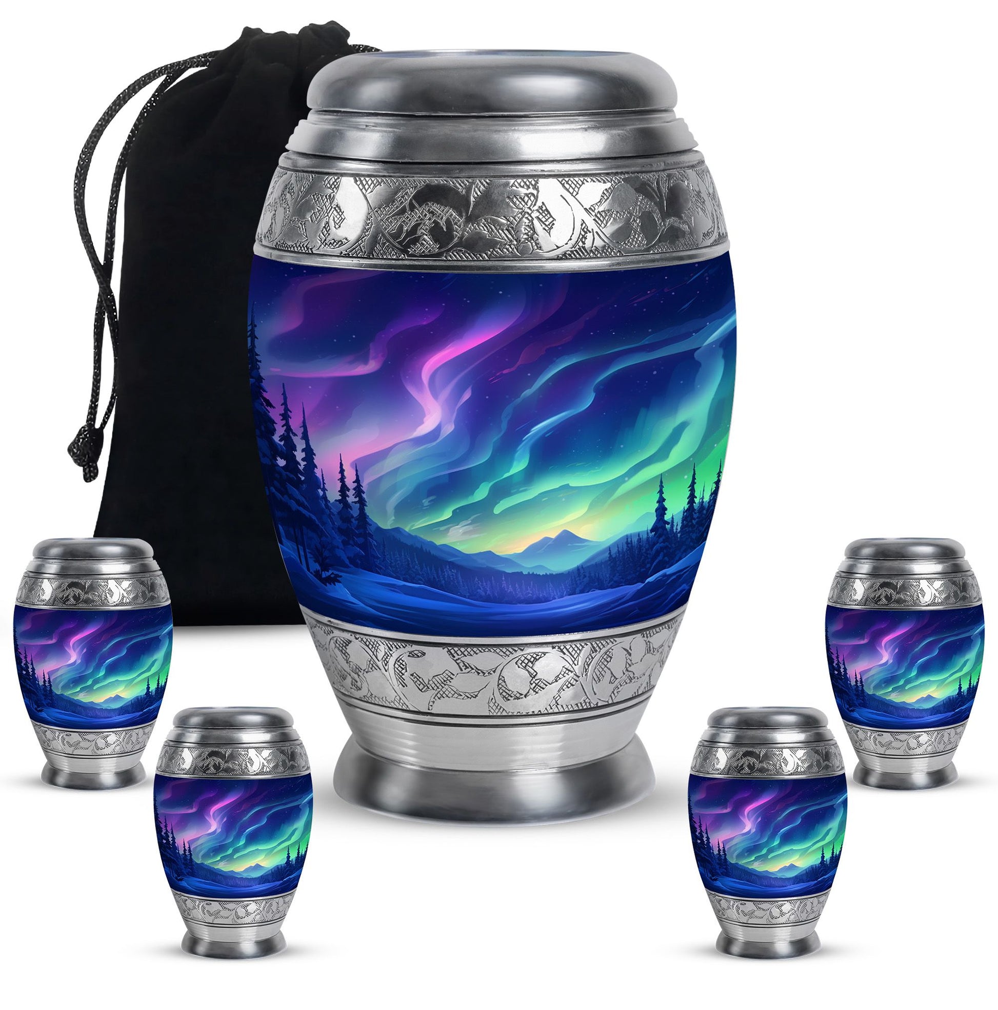 Aurora Borealis - Northern Lights Teardrop, Heart Shape Urn