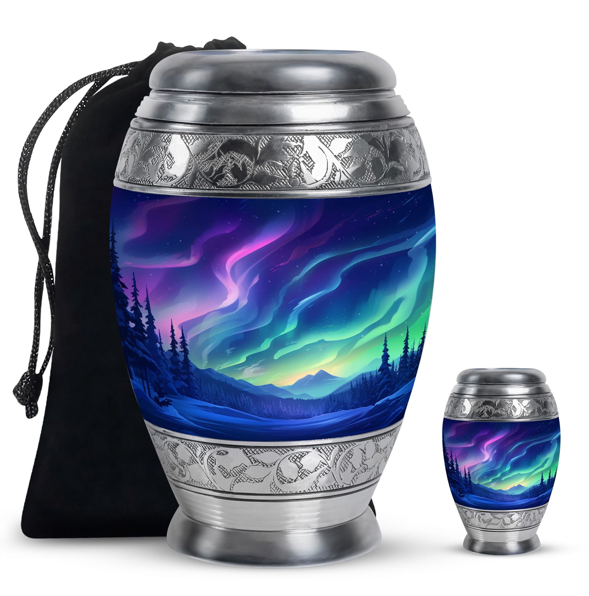 Aurora Borealis - Northern Lights Teardrop, Heart Shape Urn