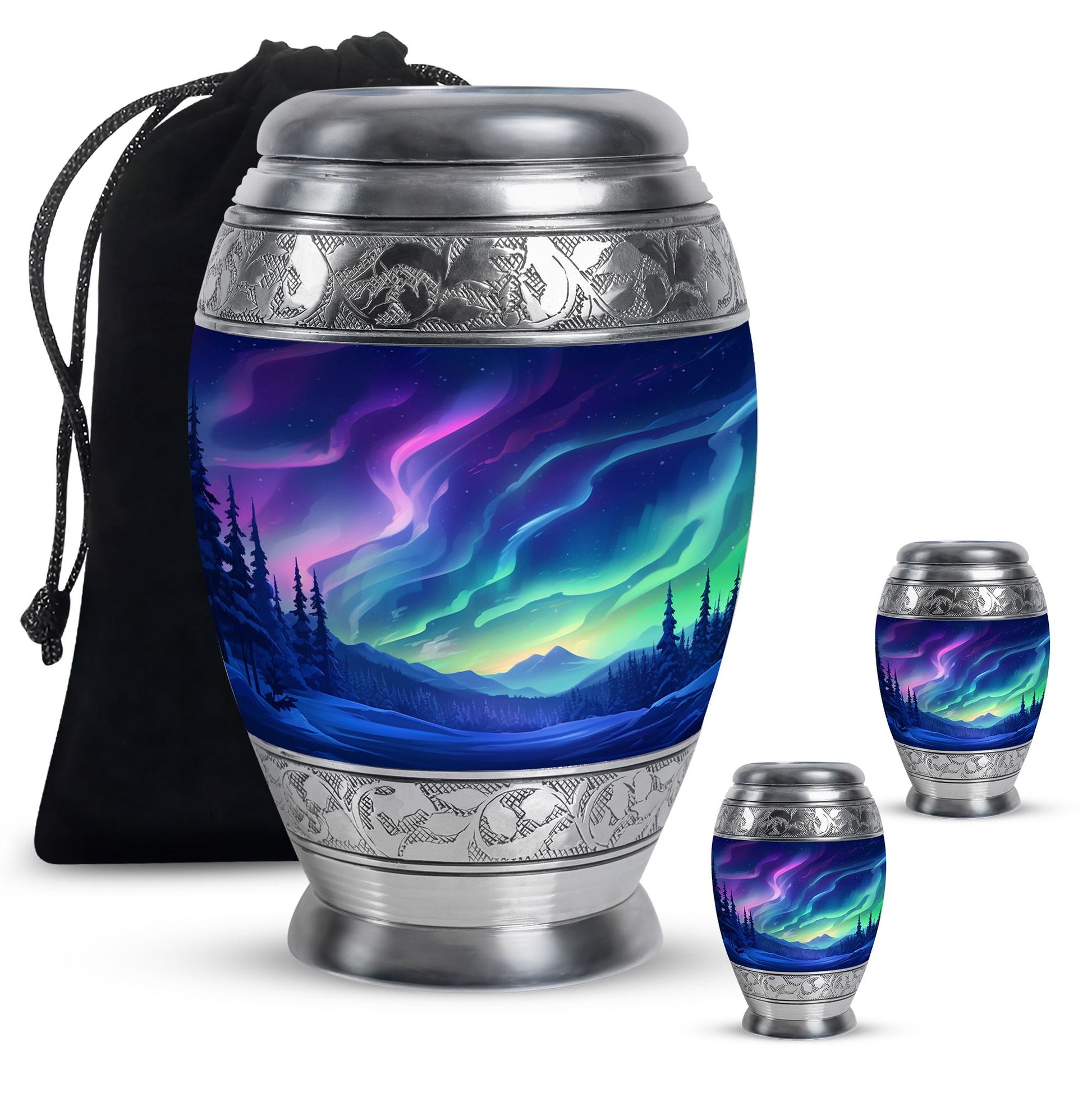 Aurora Borealis - Northern Lights Teardrop, Heart Shape Urn