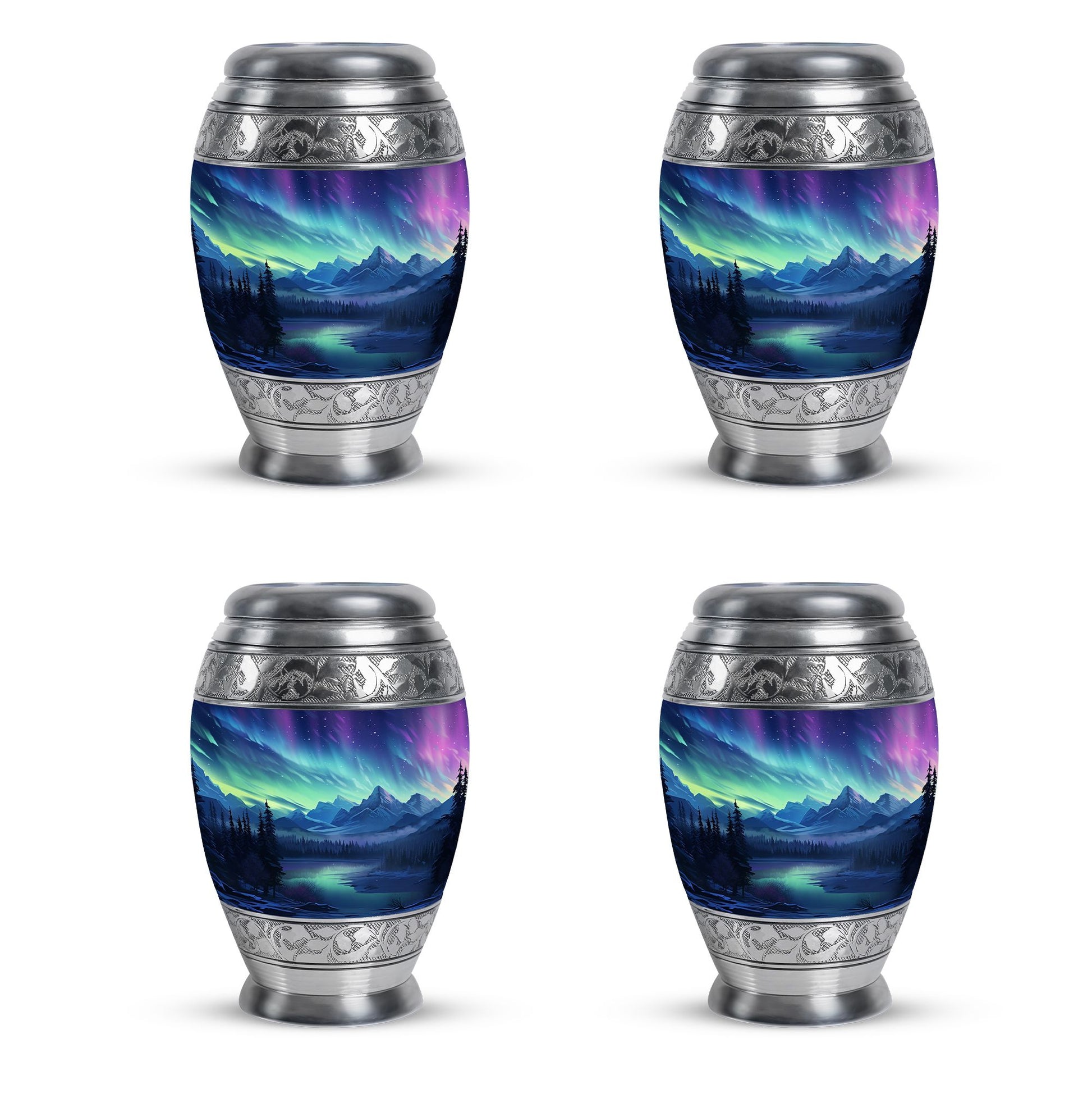 Mountain Lake - Northern Lights Teardrop, Heart Shape Urn