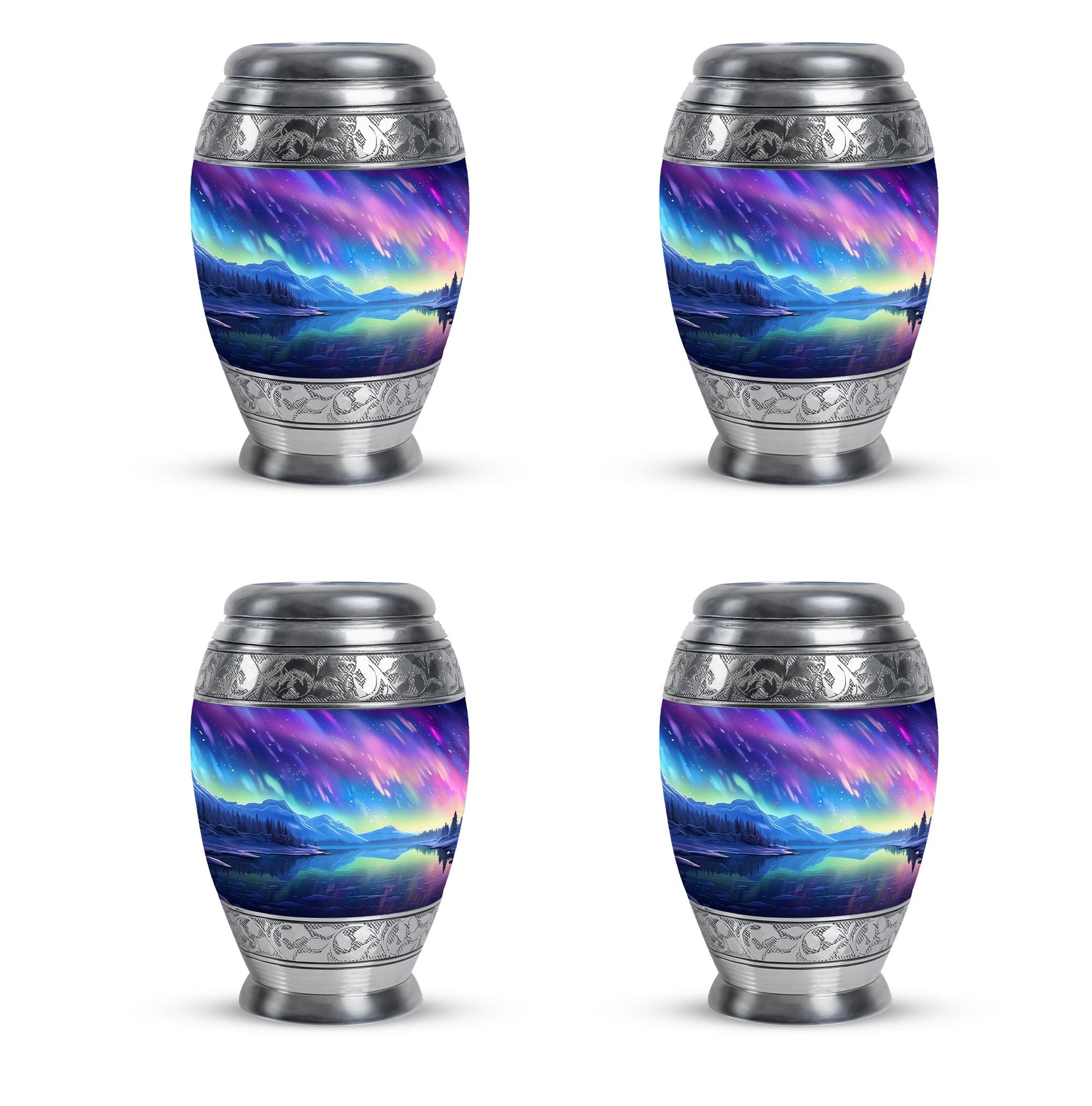 Mountain - Northern Lights Teardrop, Heart Cremation Urn