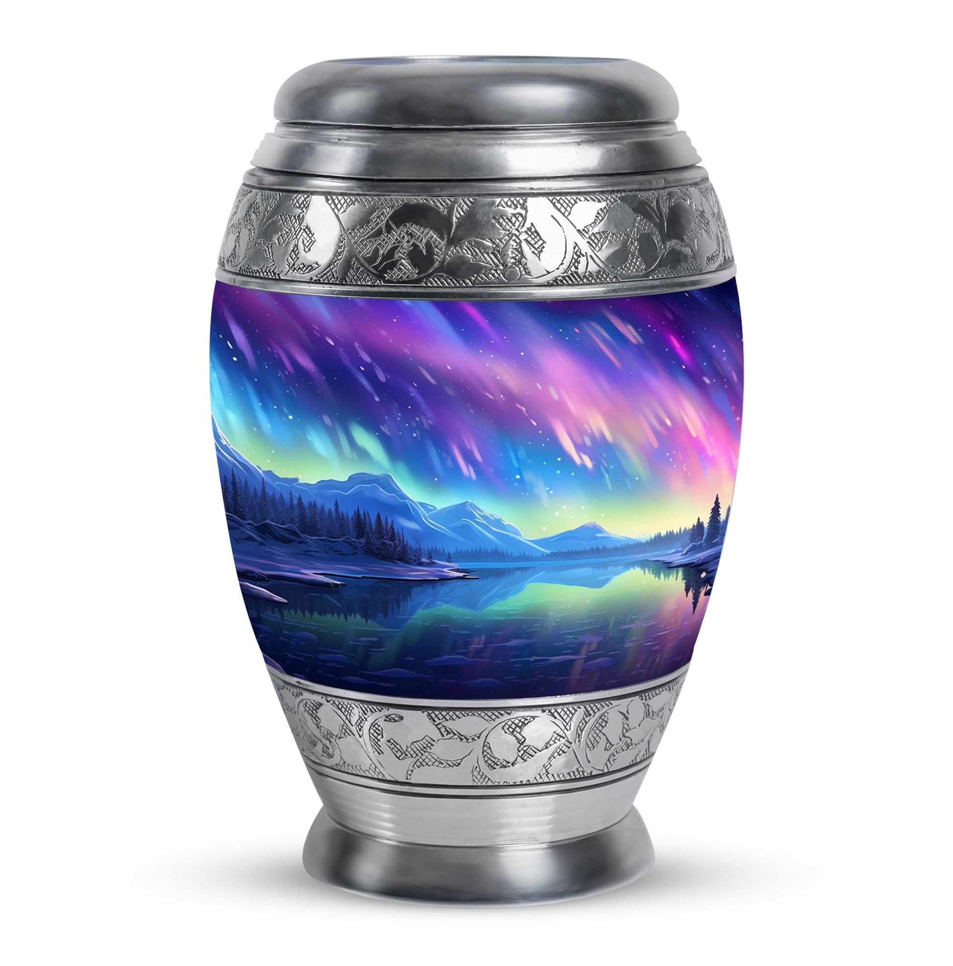 Mountain - Northern Lights Teardrop, Heart Cremation Urn