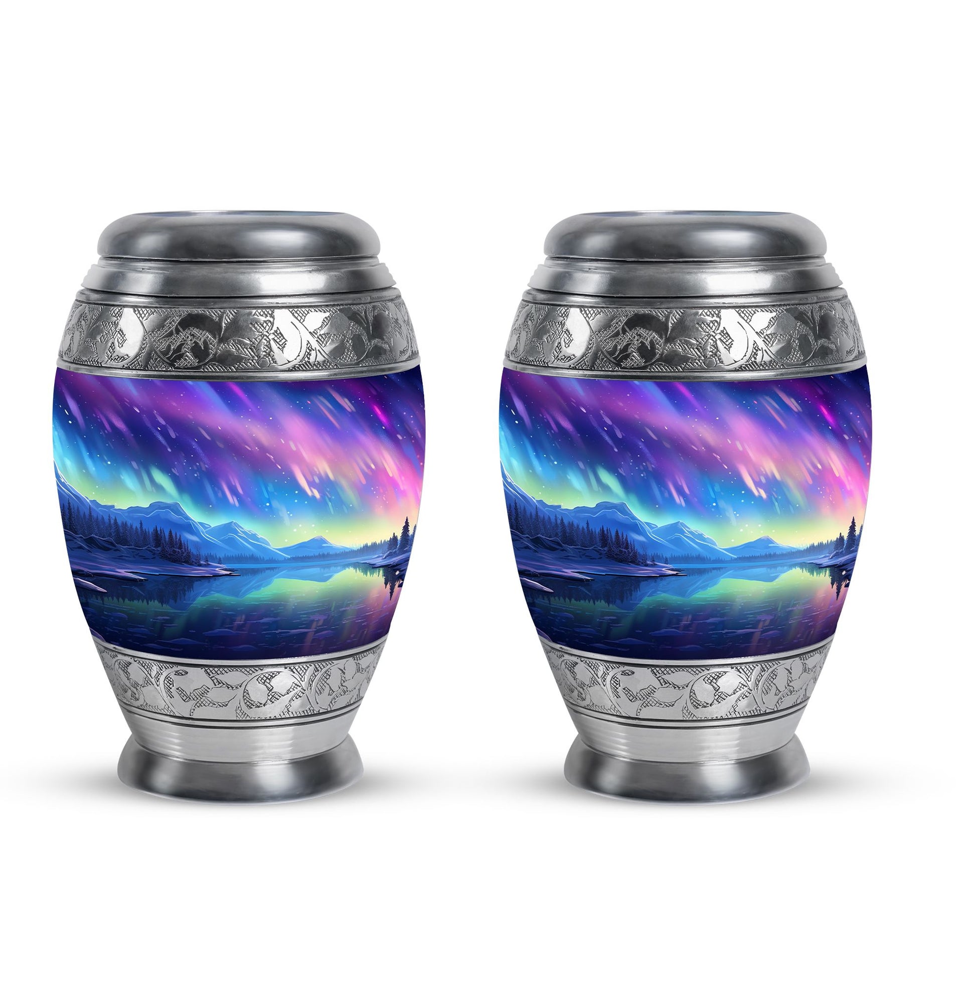 Mountain - Northern Lights Teardrop, Heart Cremation Urn