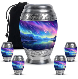 Mountain - Northern Lights Teardrop, Heart Cremation Urn