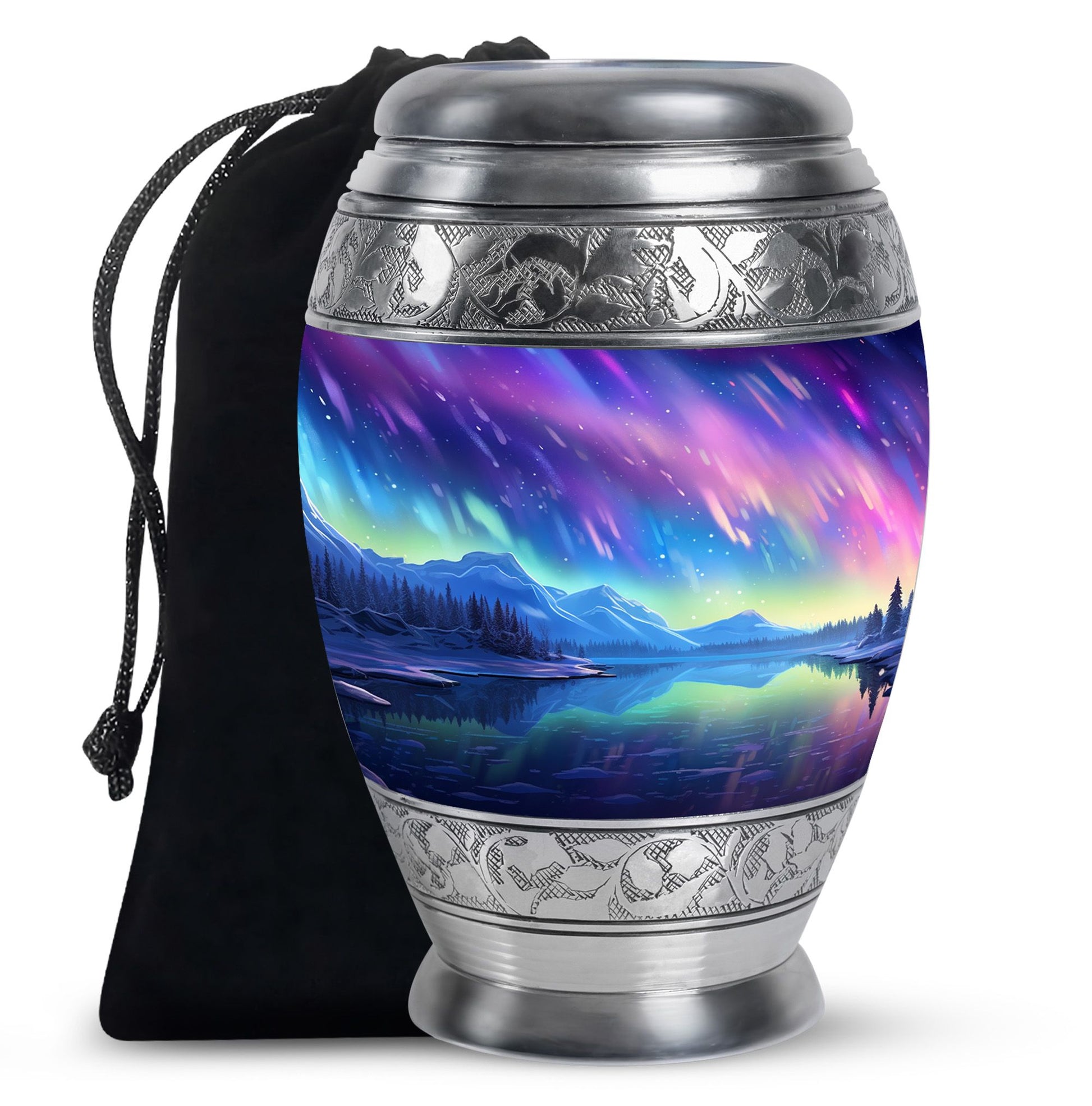 Mountain - Northern Lights Teardrop, Heart Cremation Urn