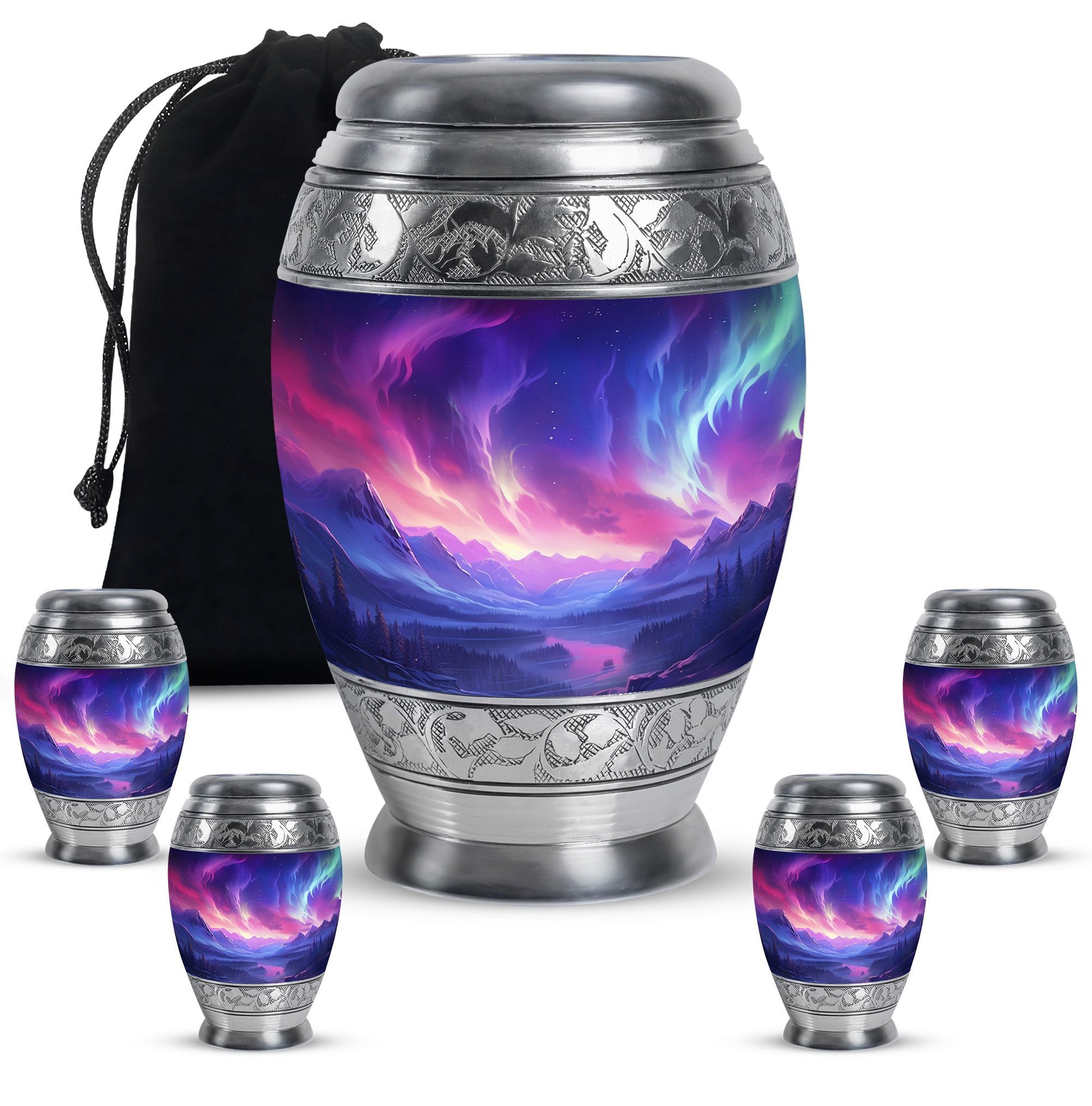 Twilight Northern Lights - Northern Lights Teardrop, Heart Urn