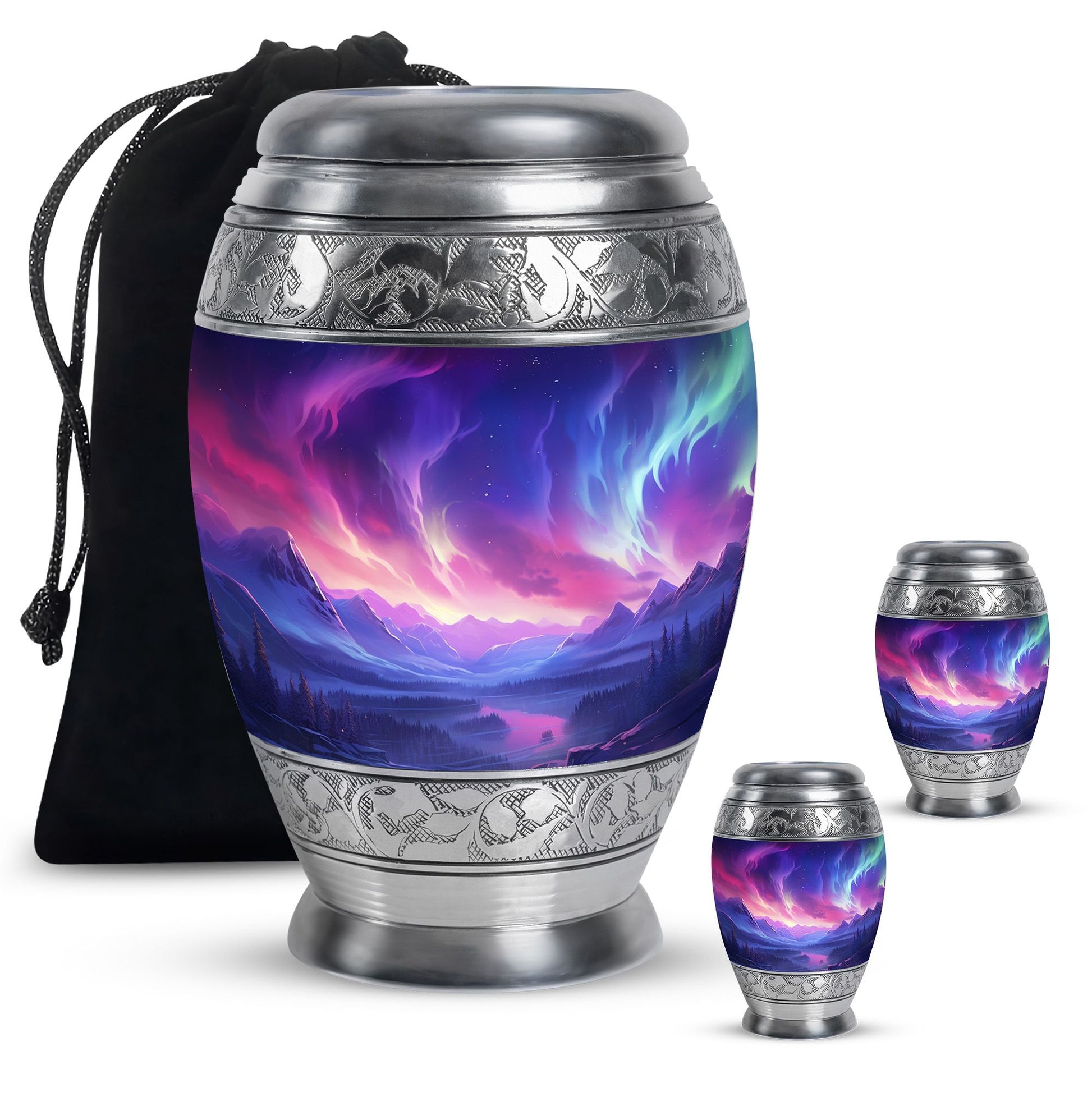Twilight Northern Lights - Northern Lights Teardrop, Heart Urn