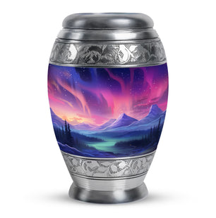 Evening Skies - Northern Light Teardrop, Heart Cremation Urn For Ashes