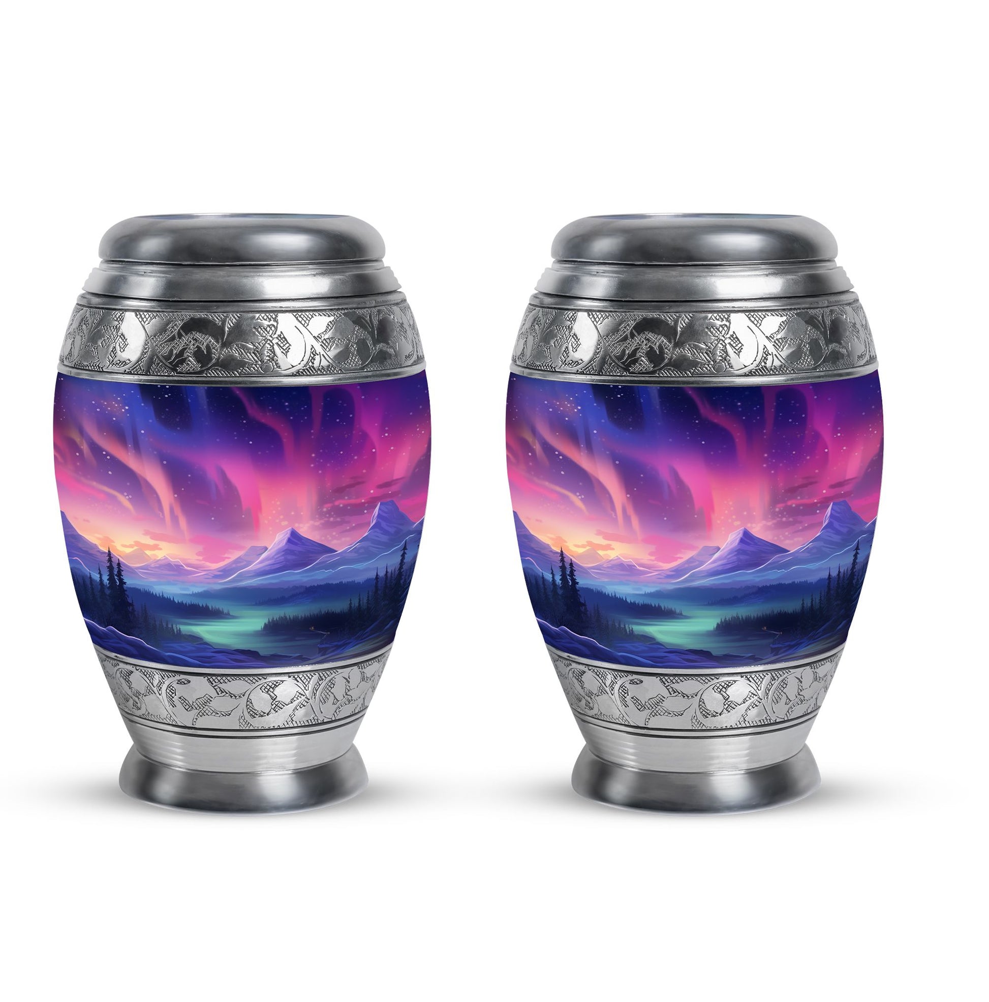 Evening Skies - Northern Light Teardrop, Heart Cremation Urn For Ashes