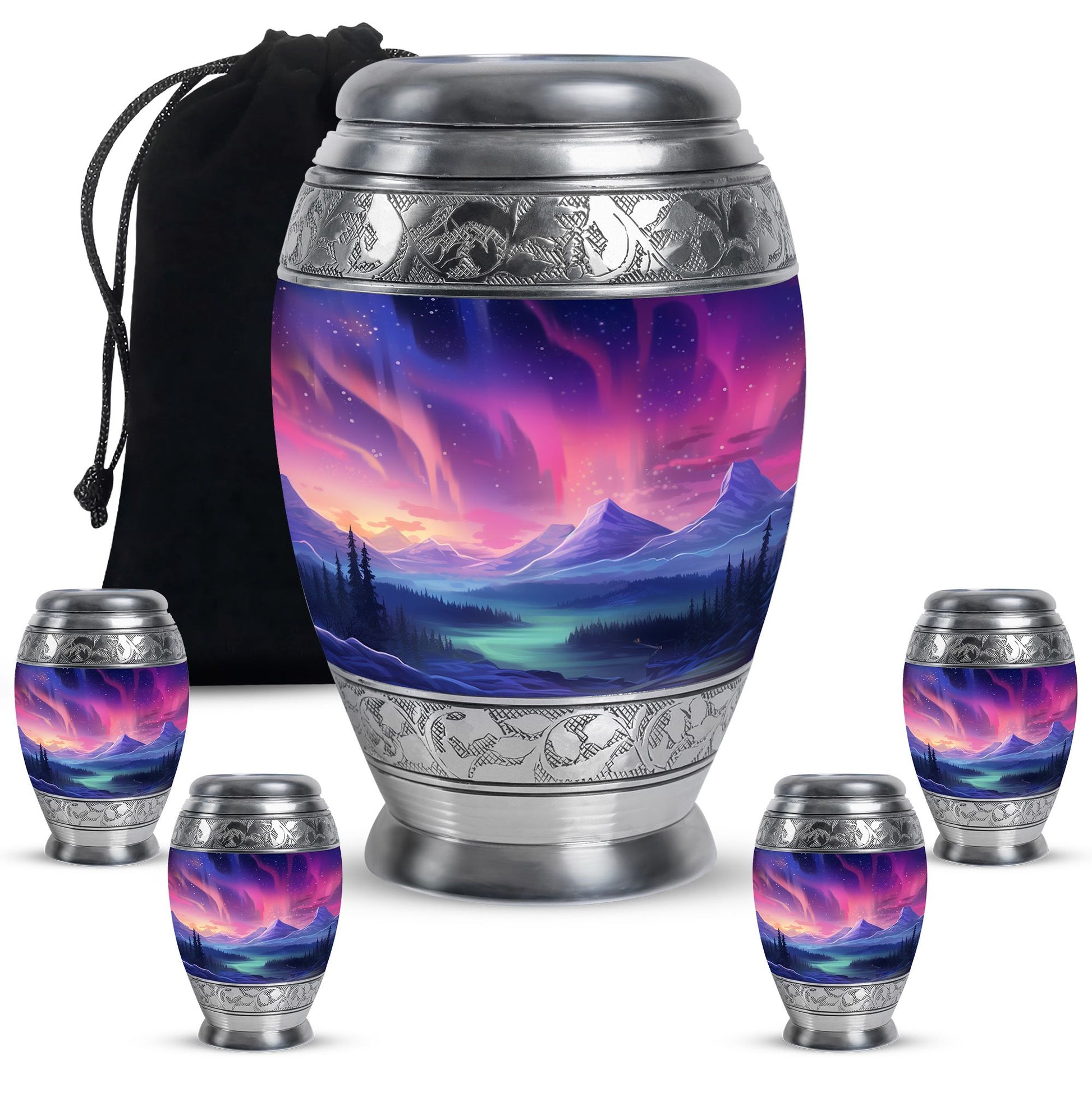 Evening Skies - Northern Light Teardrop, Heart Cremation Urn For Ashes