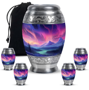 Evening Skies - Northern Light Teardrop, Heart Cremation Urn For Ashes
