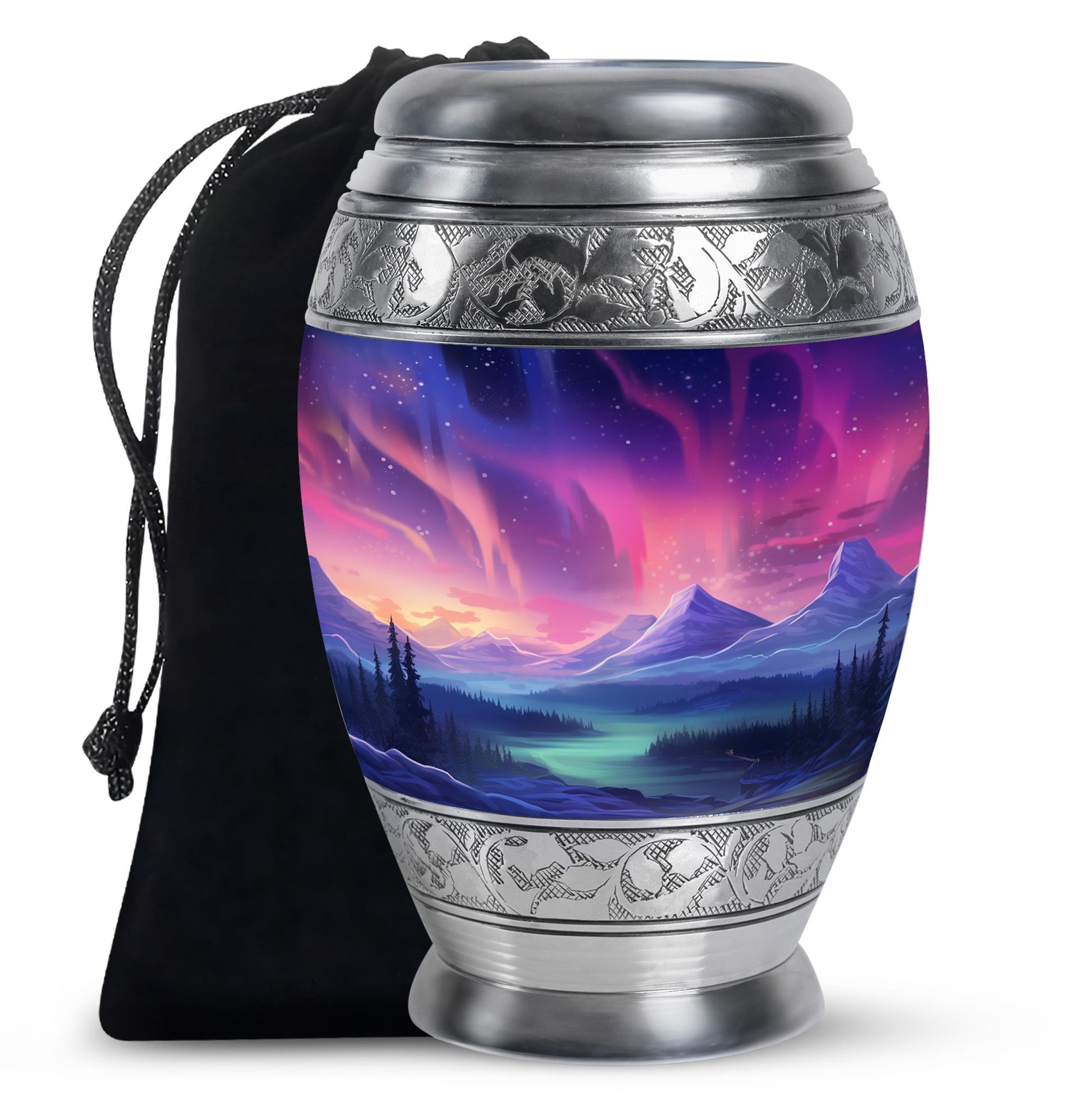 Evening Skies - Northern Light Teardrop, Heart Cremation Urn For Ashes