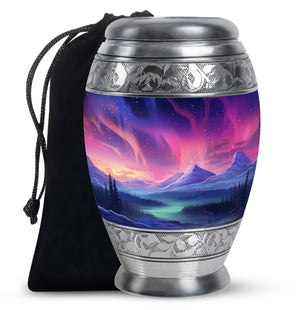 Evening Skies - Northern Light Teardrop, Heart Cremation Urn For Ashes
