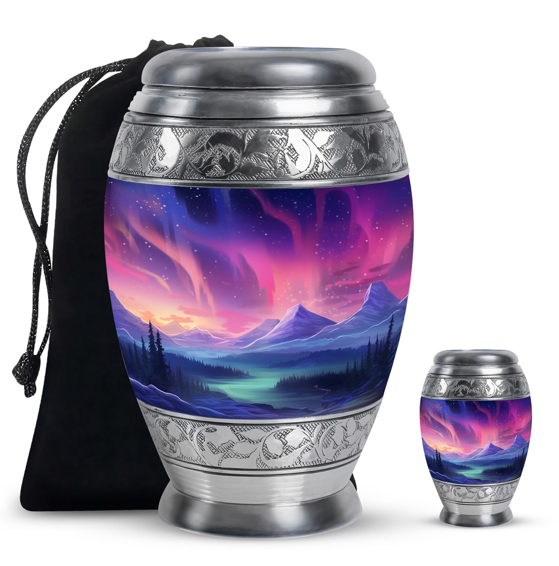 Evening Skies - Northern Light Teardrop, Heart Cremation Urn For Ashes