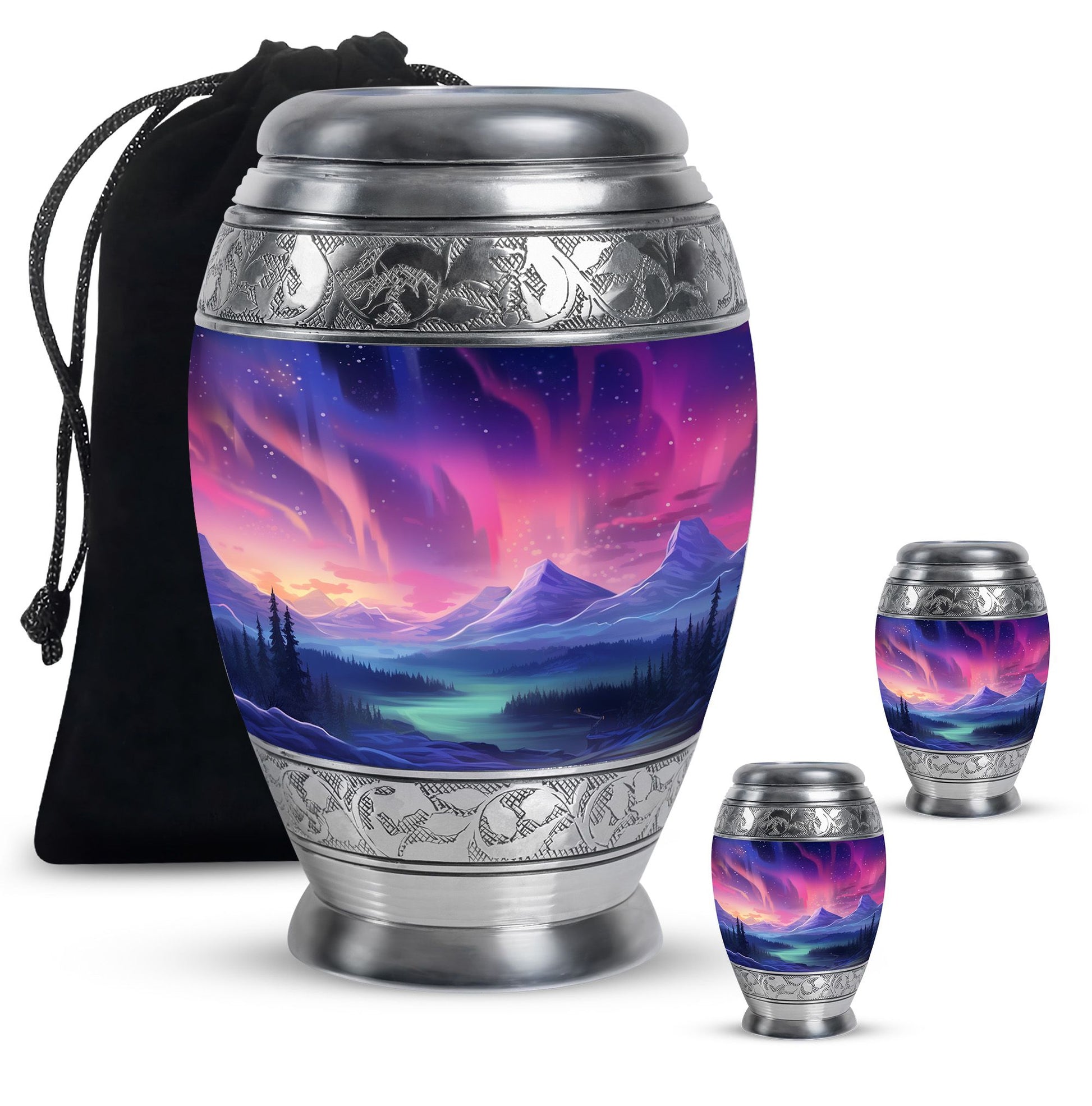 Evening Skies - Northern Light Teardrop, Heart Cremation Urn For Ashes