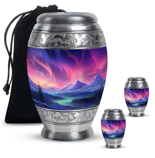 Evening Skies - Northern Light Teardrop, Heart Cremation Urn For Ashes