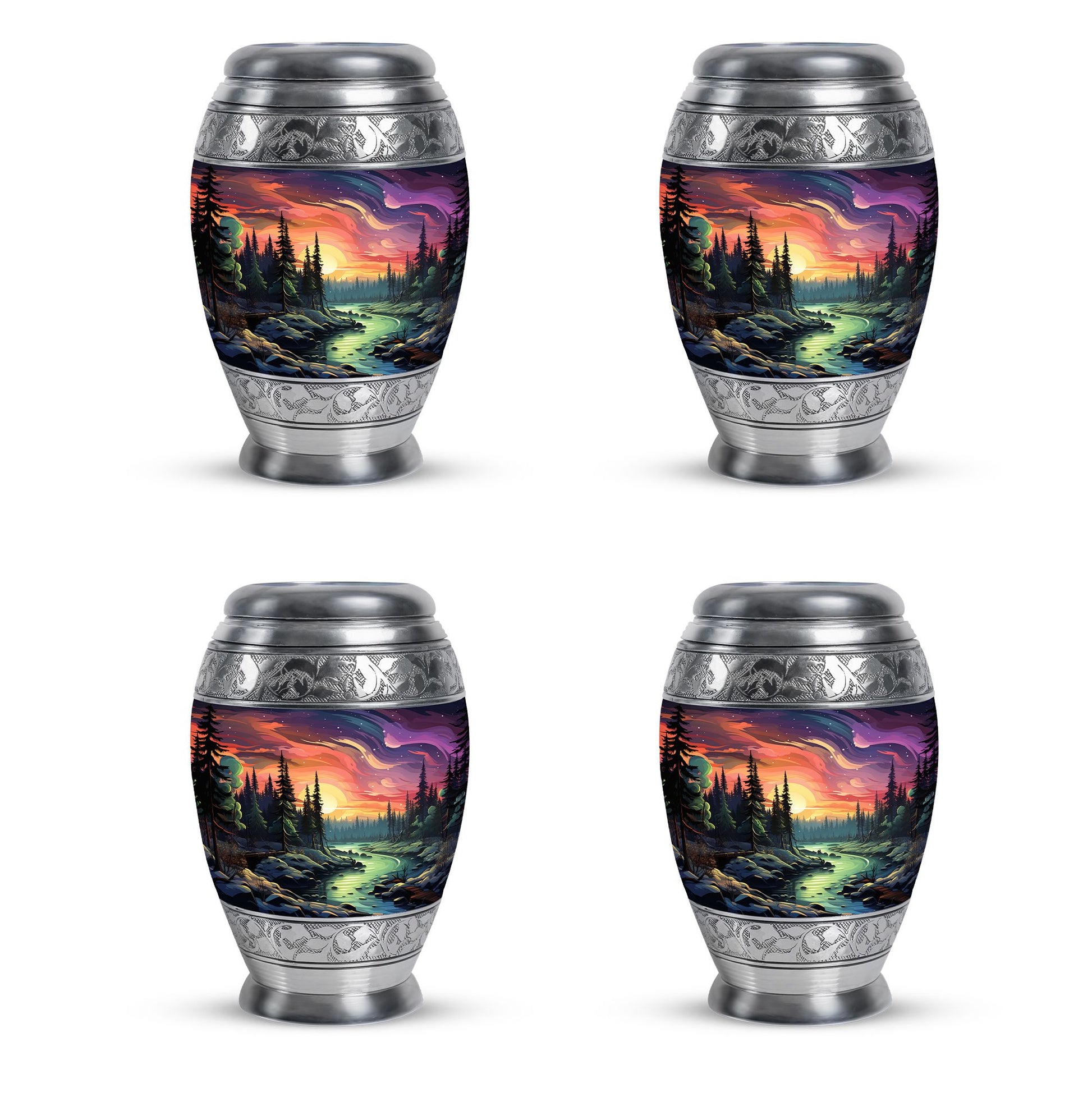Twilight Forest - Northern Lights Large Teardrop, Heart Urn For Ashes