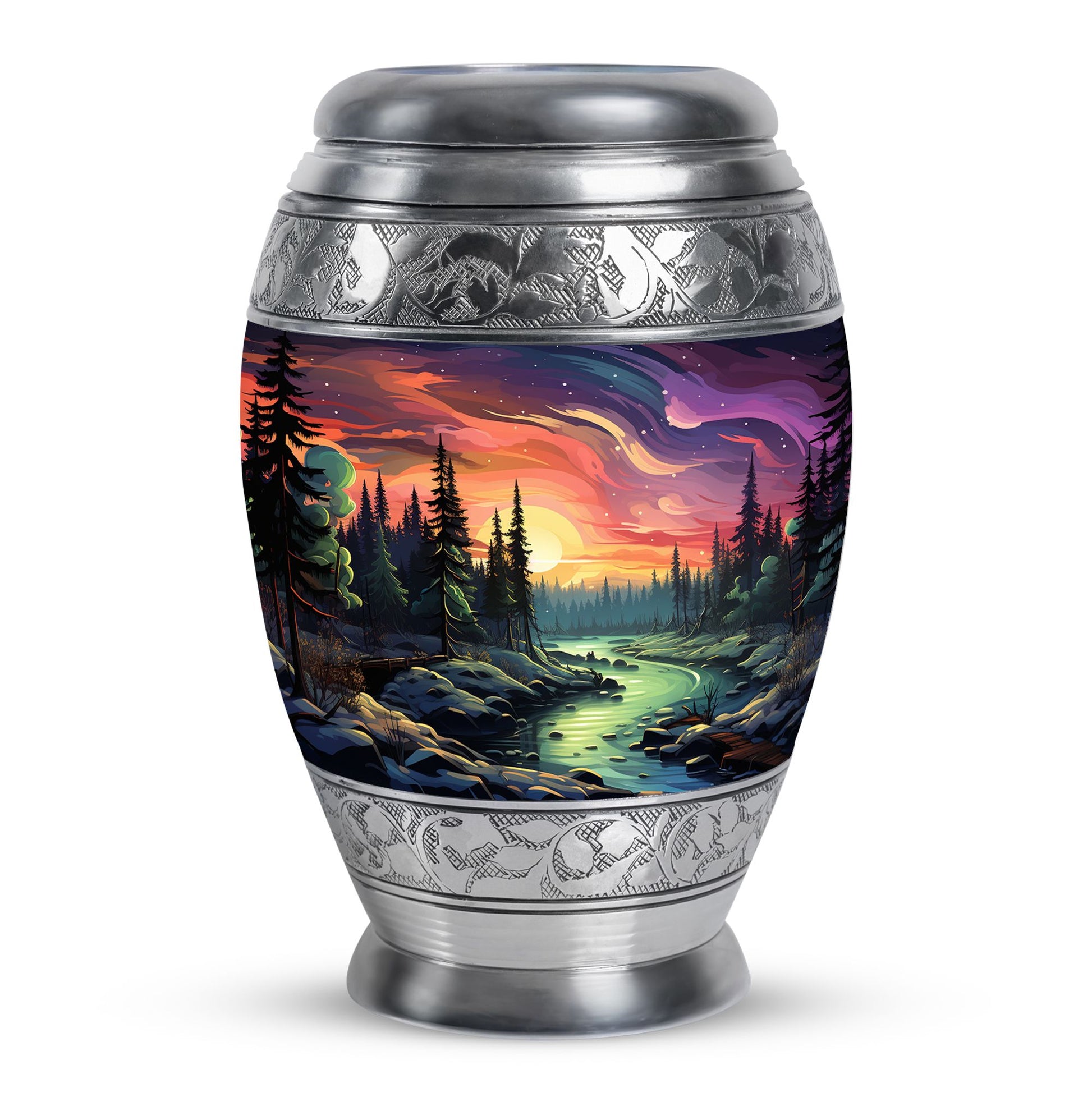 Twilight Forest - Northern Lights Large Teardrop, Heart Urn For Ashes