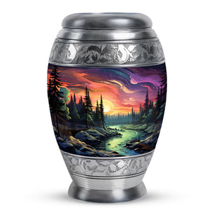 Twilight Forest - Northern Lights Large Teardrop, Heart Urn For Ashes