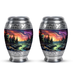 Twilight Forest - Northern Lights Large Teardrop, Heart Urn For Ashes