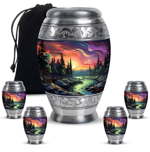 Twilight Forest - Northern Lights Large Teardrop, Heart Urn For Ashes