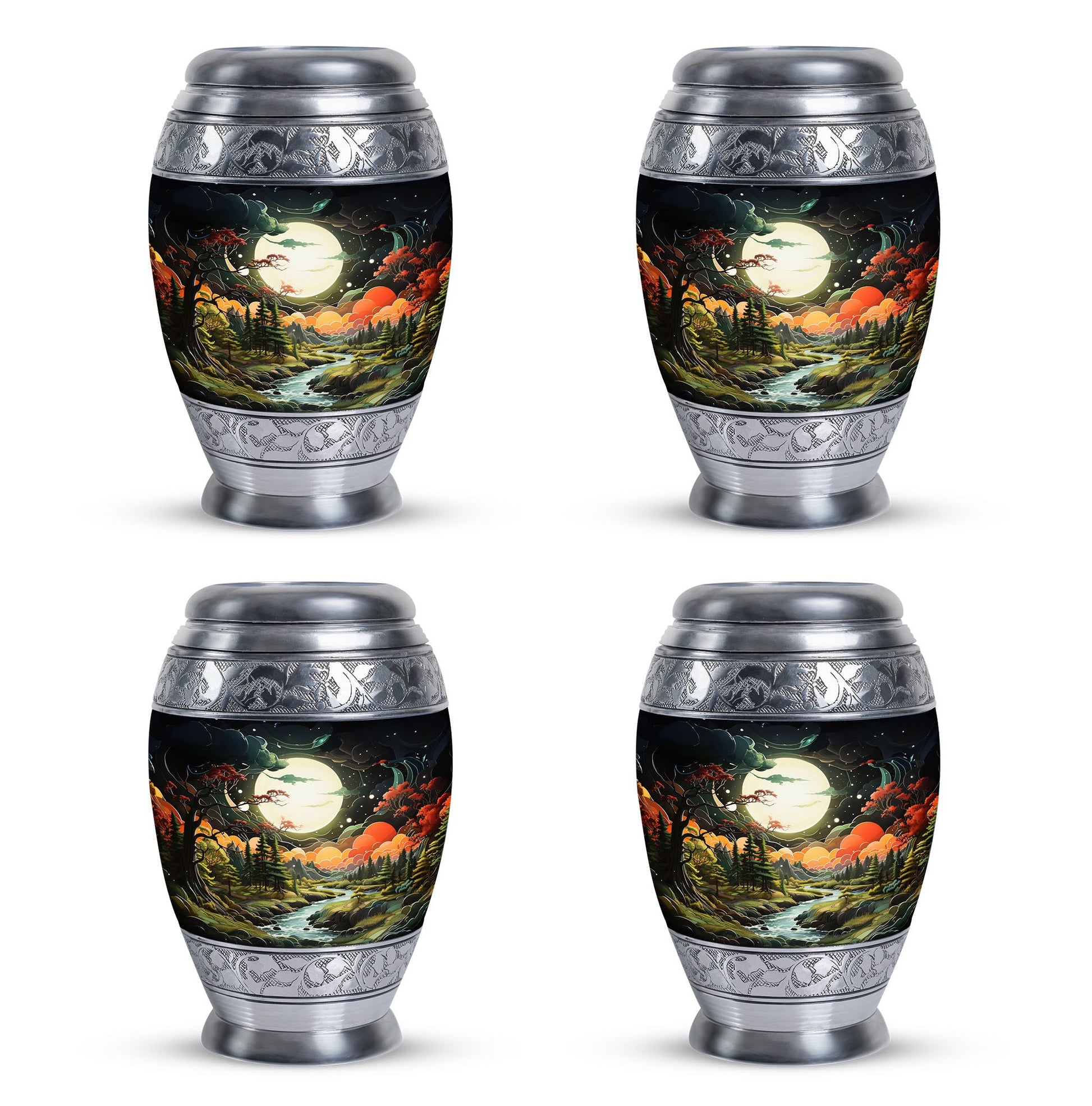 Lunar In Valley - Northern Lights Teardrop, Heart Cremation Urn