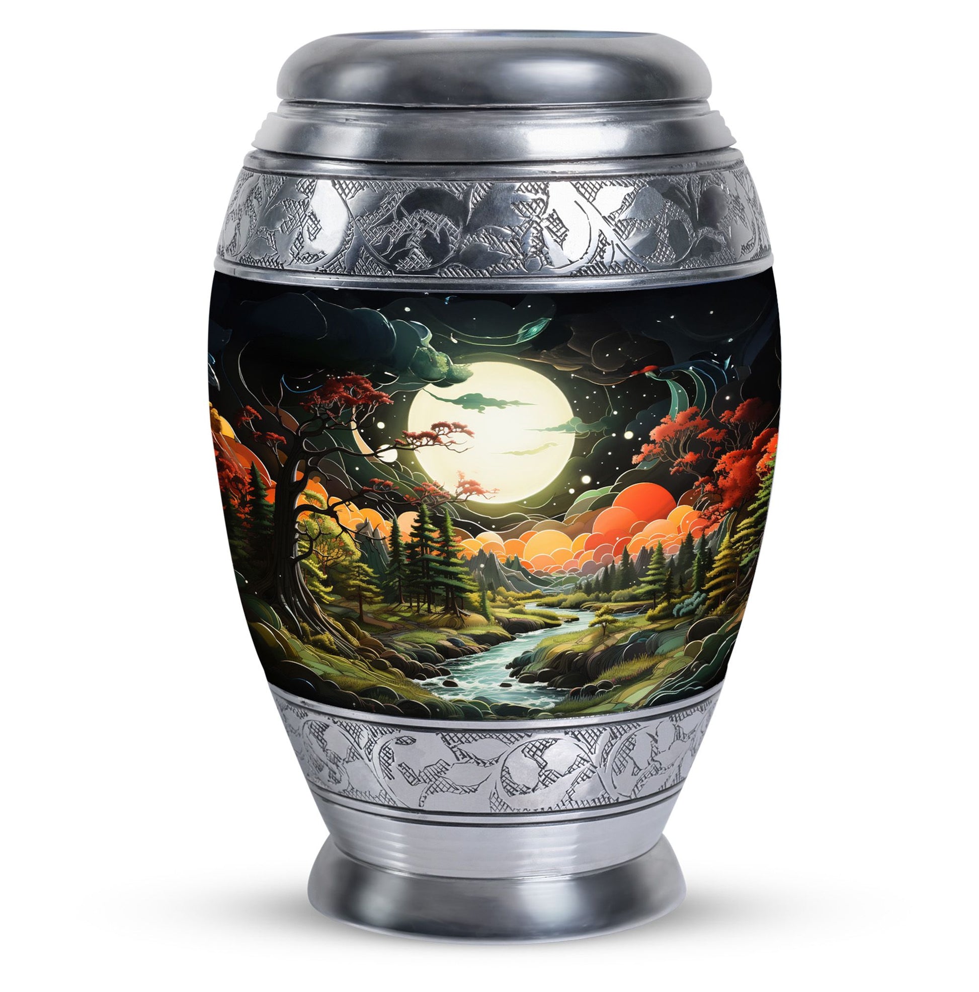 Lunar In Valley - Northern Lights Teardrop, Heart Cremation Urn