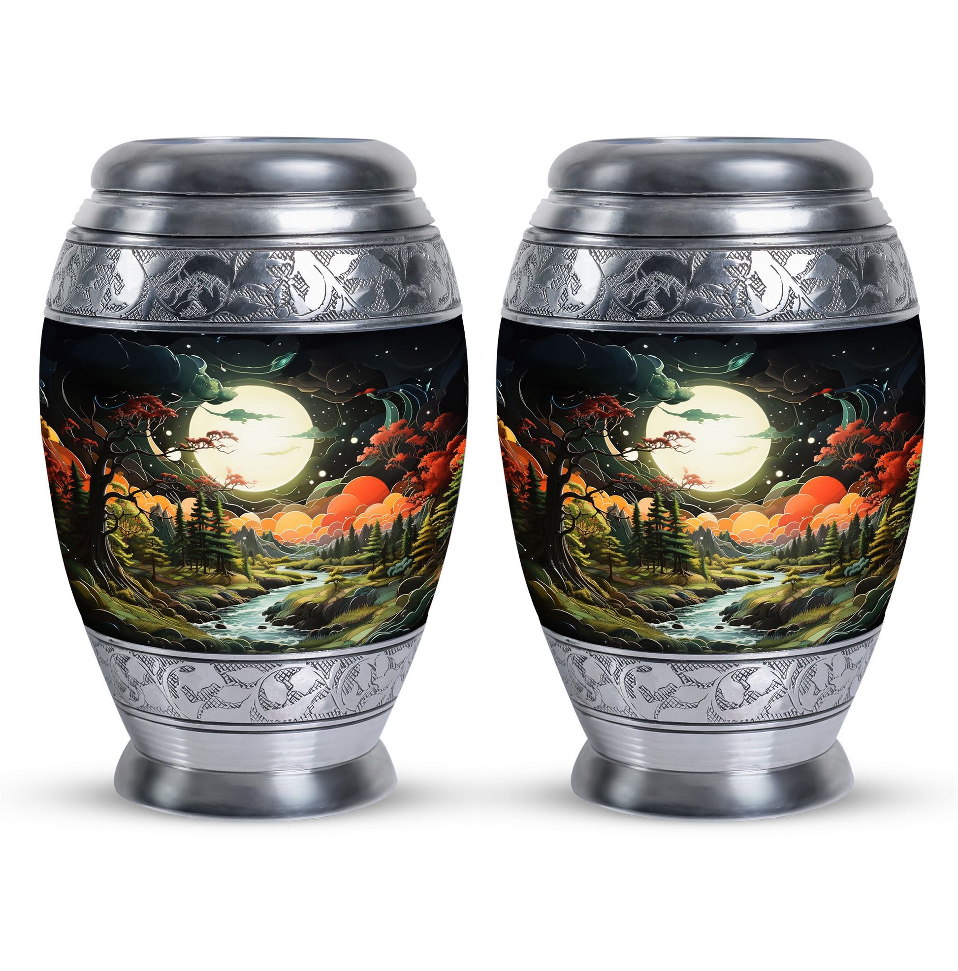 Lunar In Valley - Northern Lights Teardrop, Heart Cremation Urn