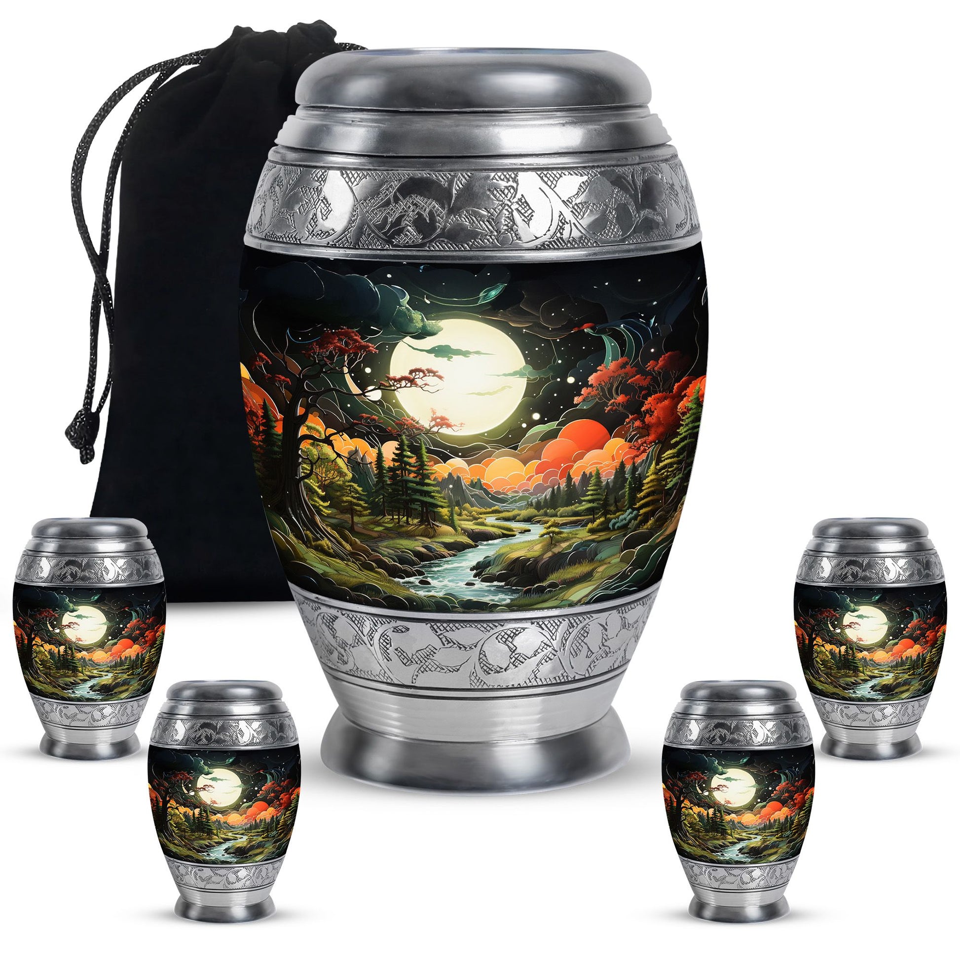 Lunar In Valley - Northern Lights Teardrop, Heart Cremation Urn