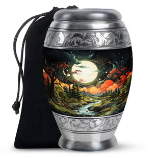 Lunar In Valley - Northern Lights Teardrop, Heart Cremation Urn