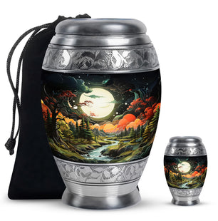 Lunar In Valley - Northern Lights Teardrop, Heart Cremation Urn