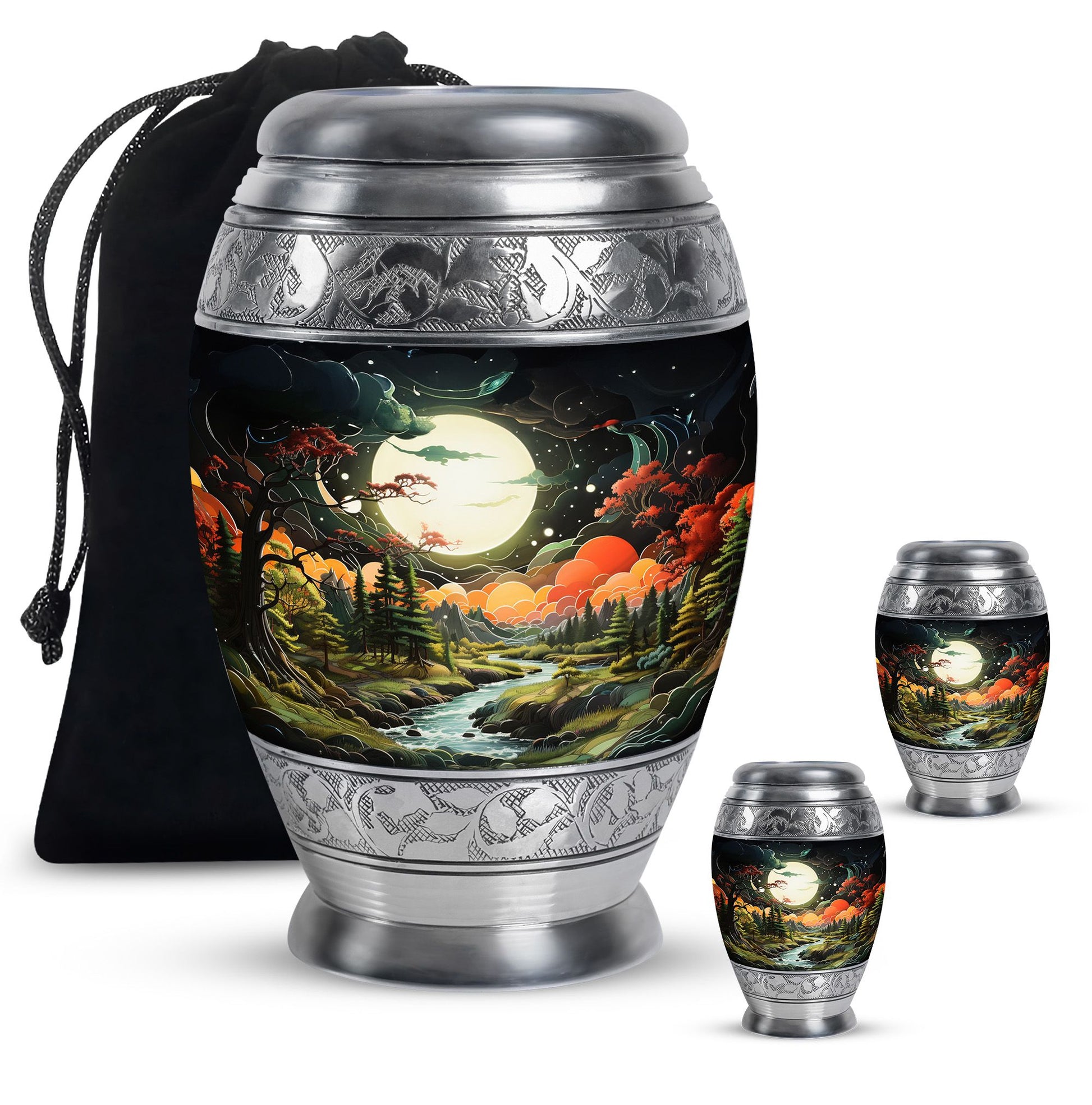 Lunar In Valley - Northern Lights Teardrop, Heart Cremation Urn
