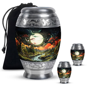 Lunar In Valley - Northern Lights Teardrop, Heart Cremation Urn