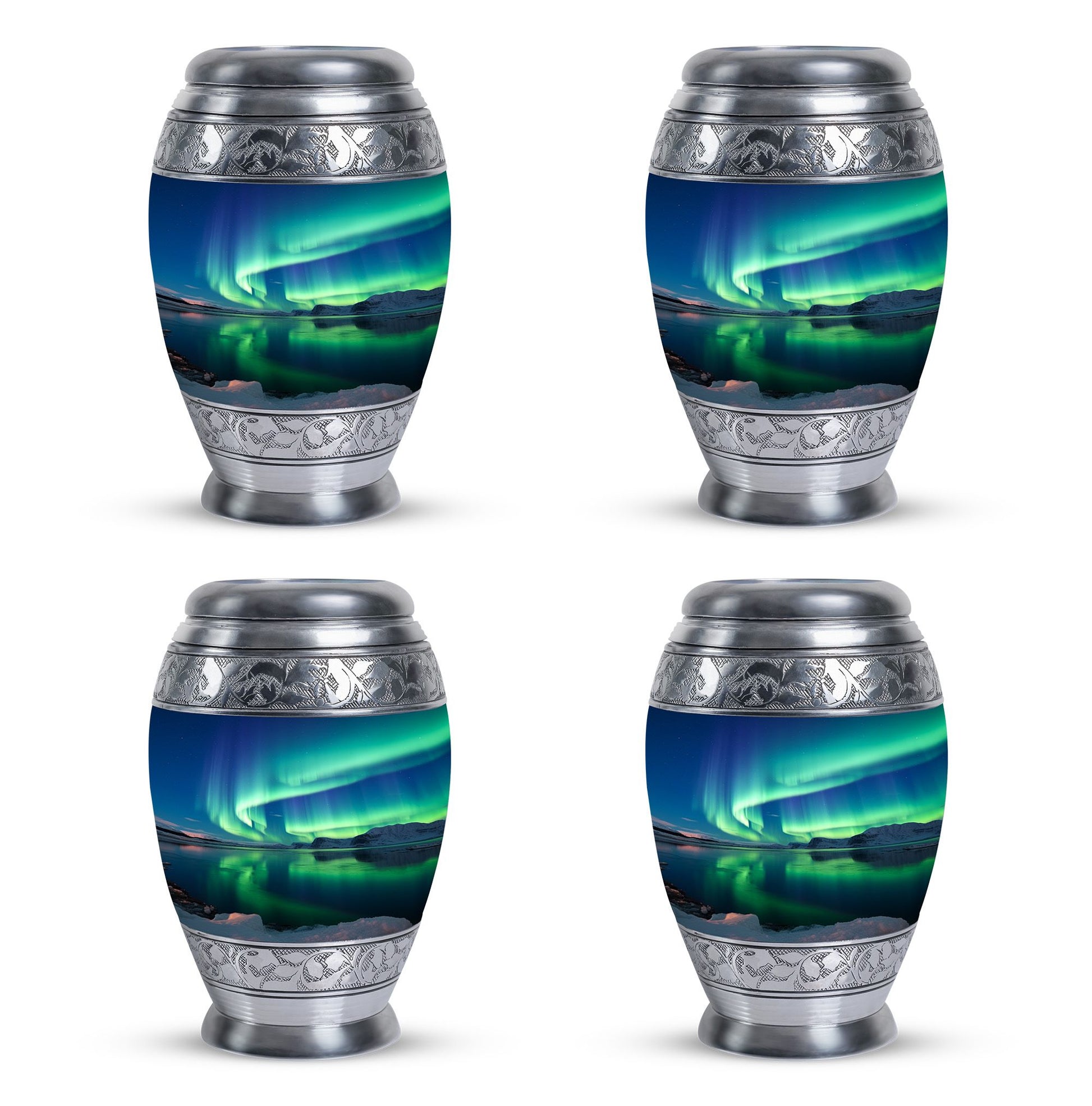 Frozen Landscape - Northern Lights Teardrop, Heart Cremation Urn