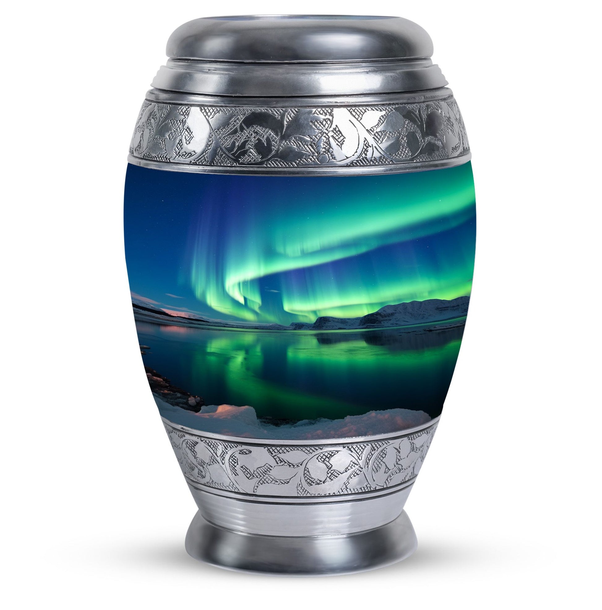 Frozen Landscape - Northern Lights Teardrop, Heart Cremation Urn